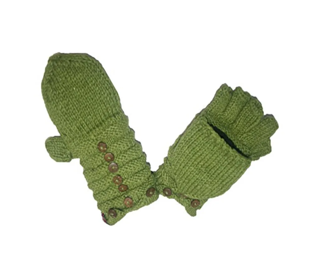 1414 Trendy Ribbed Wool Knit Warm Oversized Chunky Soft Fleece Lined Slouchy Beanie Mitten Hat