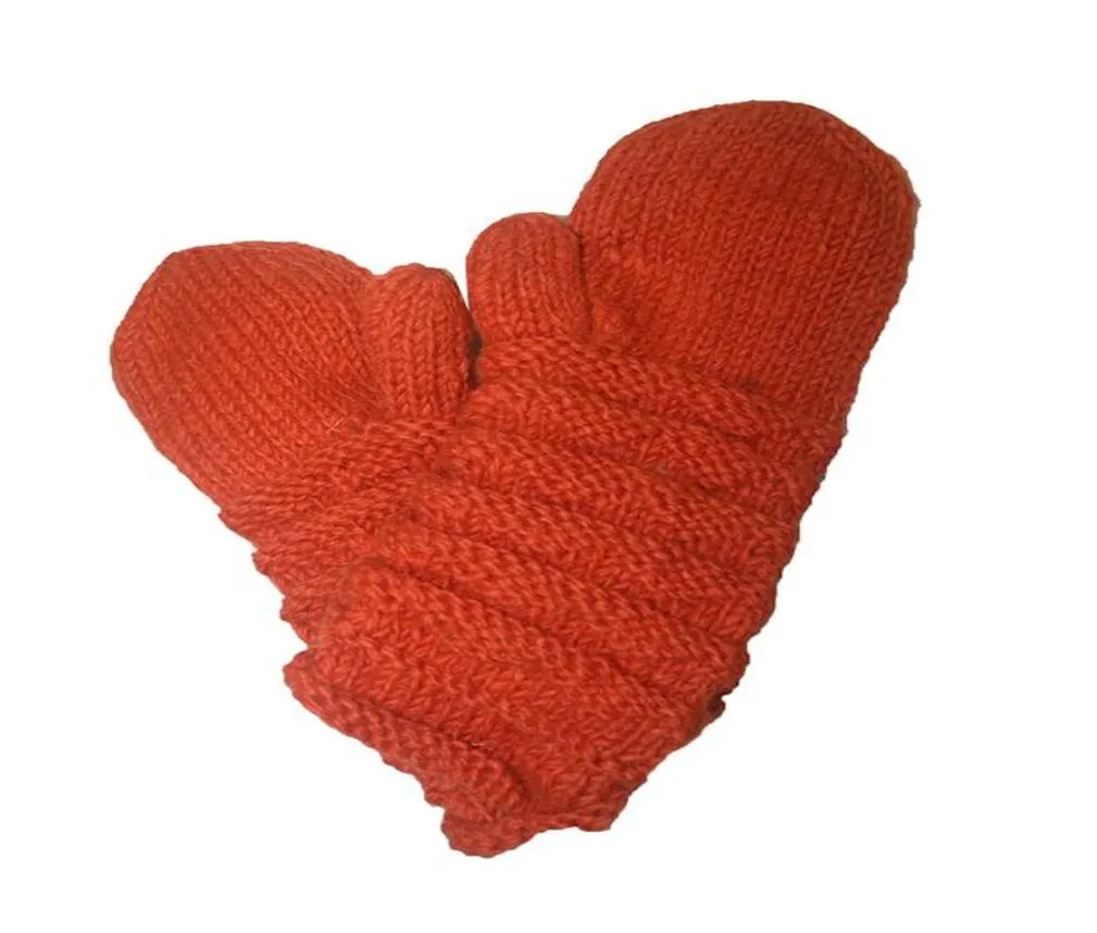 1414 Trendy Ribbed Wool Knit Warm Oversized Chunky Soft Fleece Lined Slouchy Beanie Mitten Hat