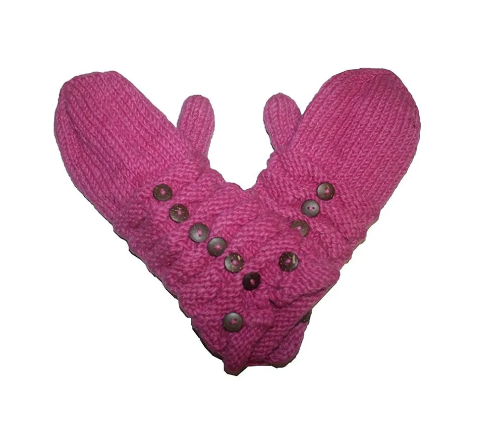 1414 Trendy Ribbed Wool Knit Warm Oversized Chunky Soft Fleece Lined Slouchy Beanie Mitten Hat