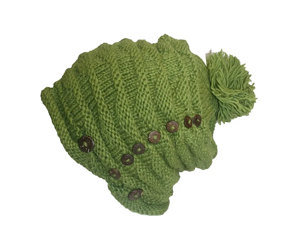 1414 Trendy Ribbed Wool Knit Warm Oversized Chunky Soft Fleece Lined Slouchy Beanie Mitten Hat