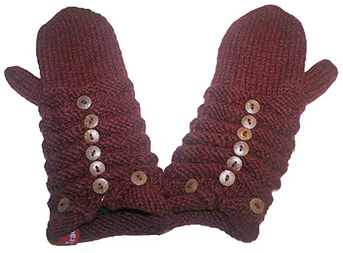 1414 Trendy Ribbed Wool Knit Warm Oversized Chunky Soft Fleece Lined Slouchy Beanie Mitten Hat