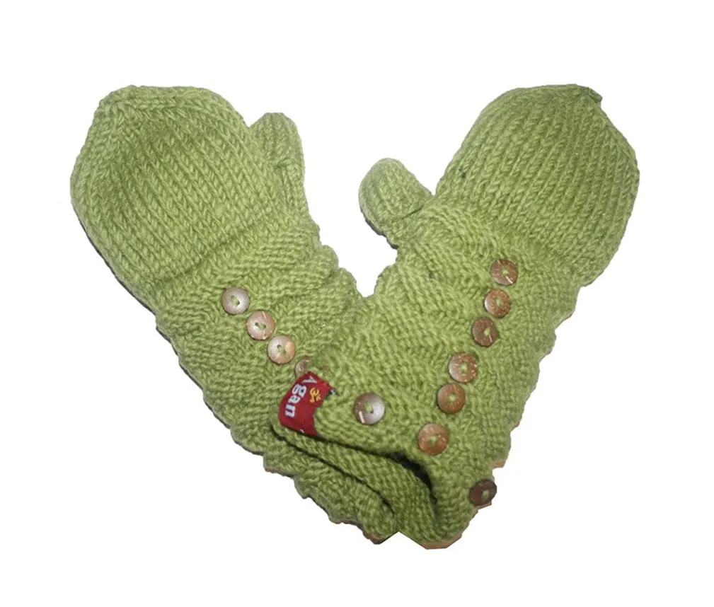 1414 Trendy Ribbed Wool Knit Warm Oversized Chunky Soft Fleece Lined Slouchy Beanie Mitten Hat
