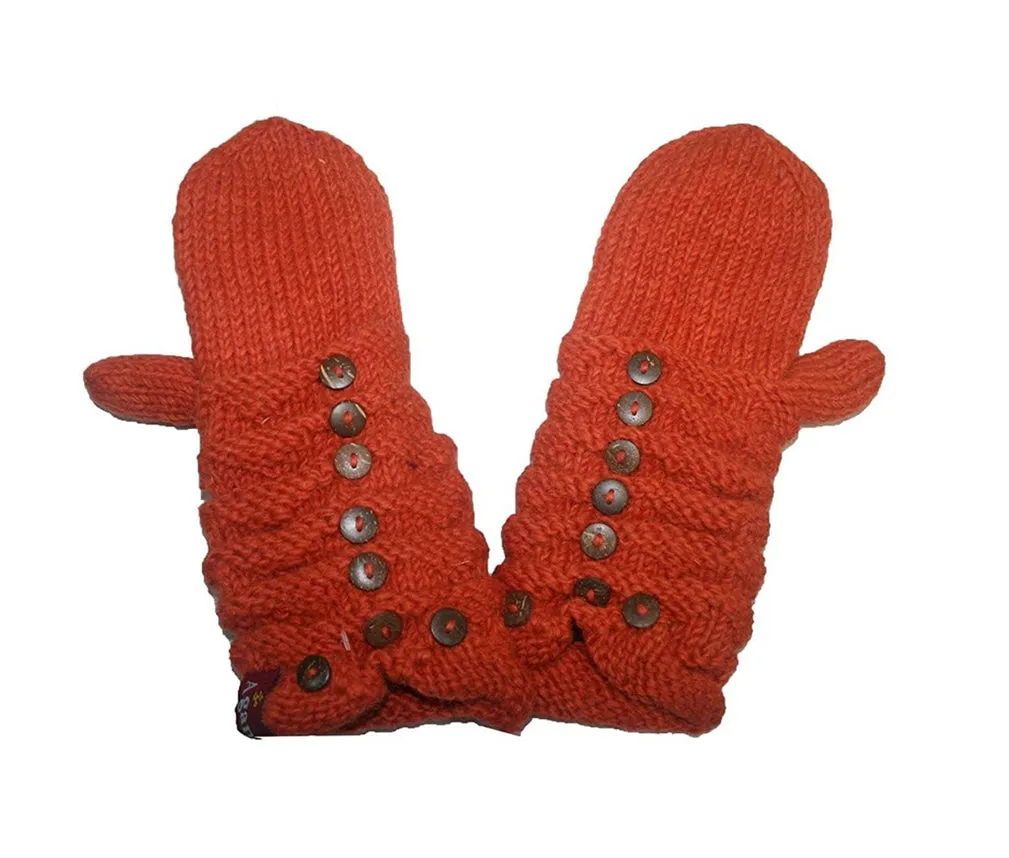 1414 Trendy Ribbed Wool Knit Warm Oversized Chunky Soft Fleece Lined Slouchy Beanie Mitten Hat