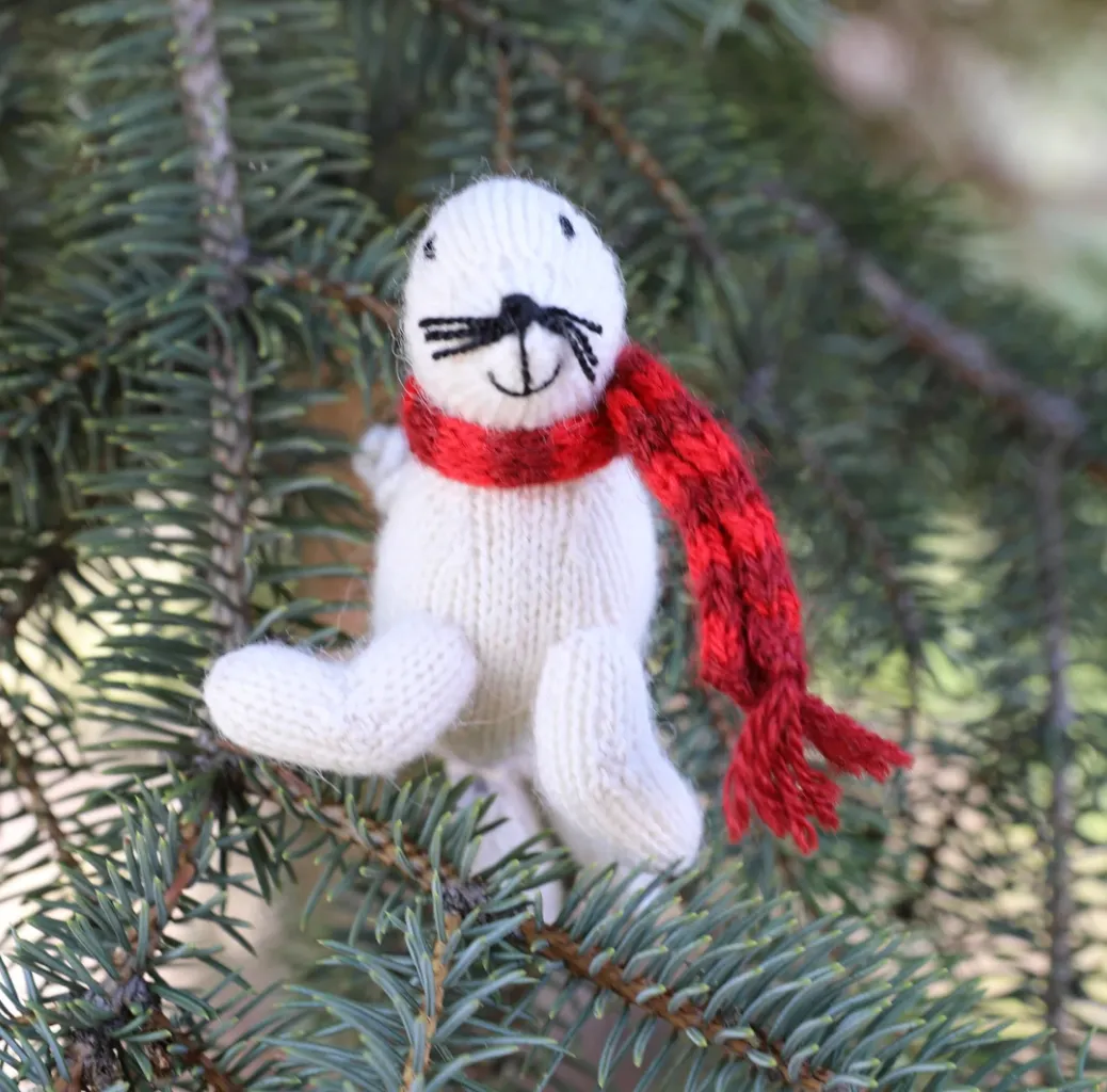 3 Hand Knit Seal Ornaments, Fair Trade