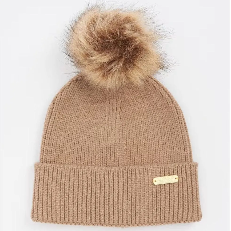 Barbour International Mallory Beanie And Windowpane Wrap Gift Set In Light Trench