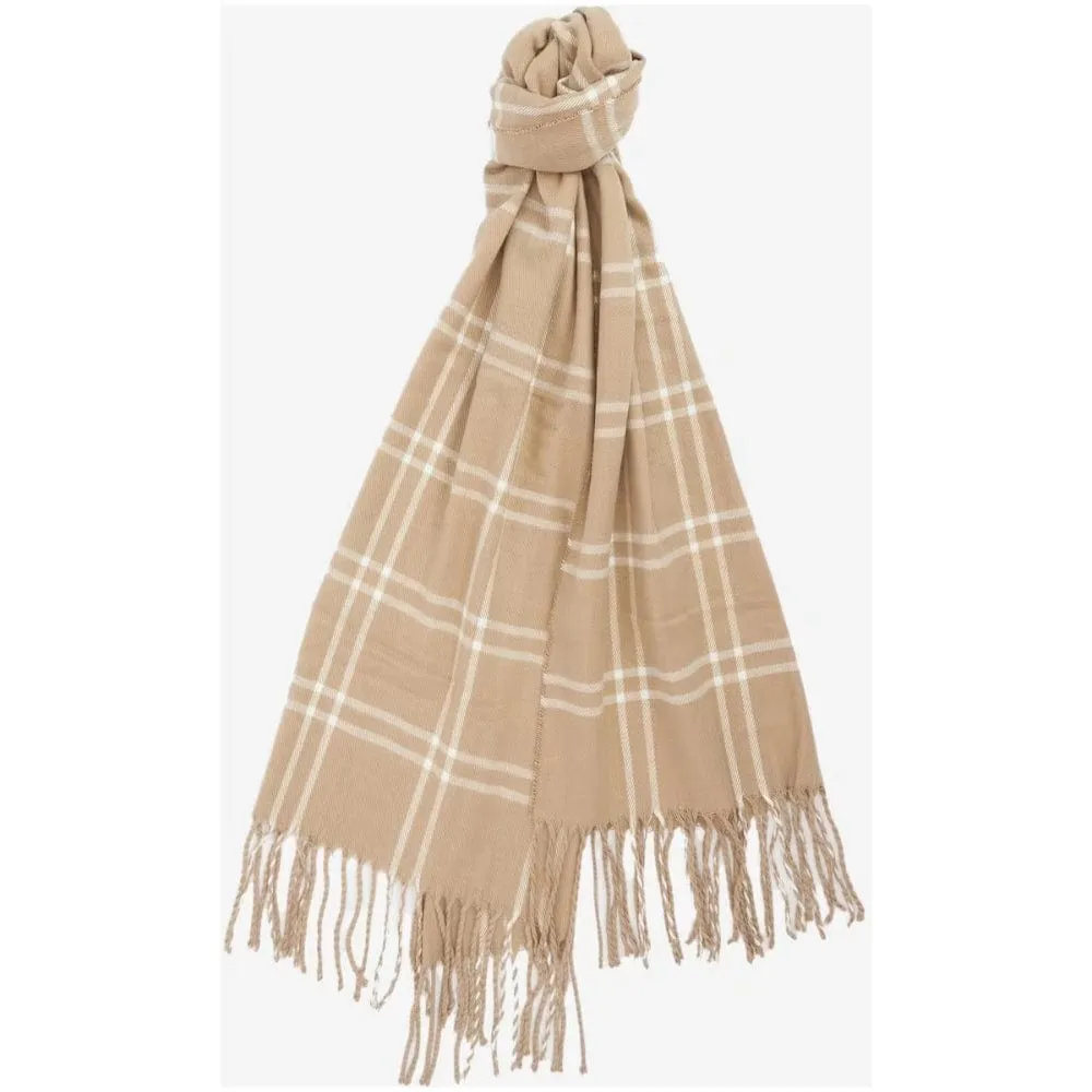 Barbour International Mallory Beanie And Windowpane Wrap Gift Set In Light Trench