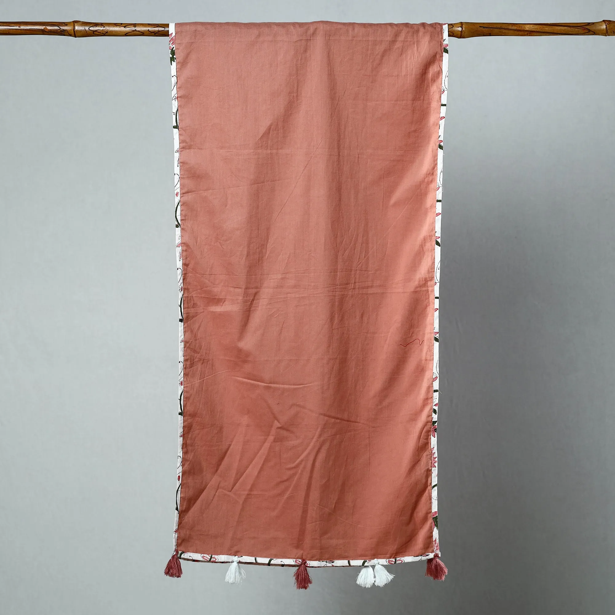 Brown - Plain Cotton Stole with Tassels 05
