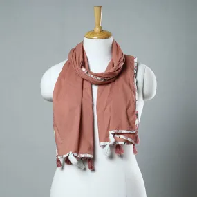 Brown - Plain Cotton Stole with Tassels 05
