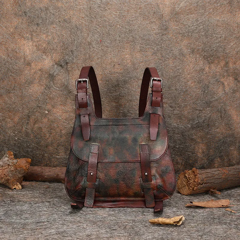 Cool Womens Brown Leather Convertible Backpack Bags Crossbody Purse for Women