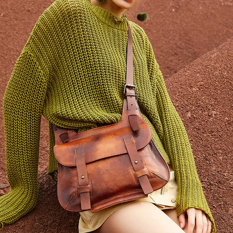 Cool Womens Brown Leather Convertible Backpack Bags Crossbody Purse for Women