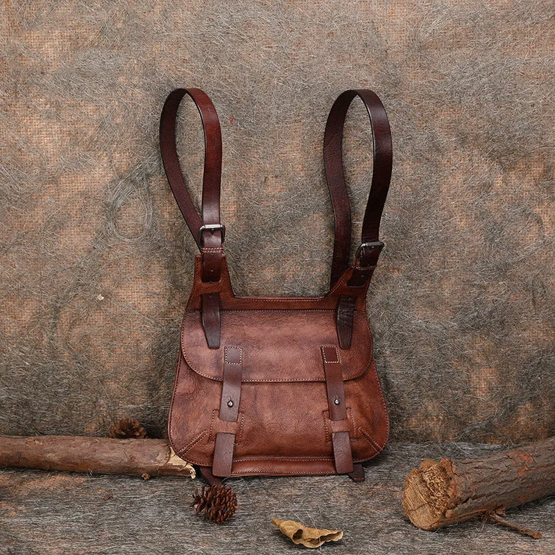 Cool Womens Brown Leather Convertible Backpack Bags Crossbody Purse for Women