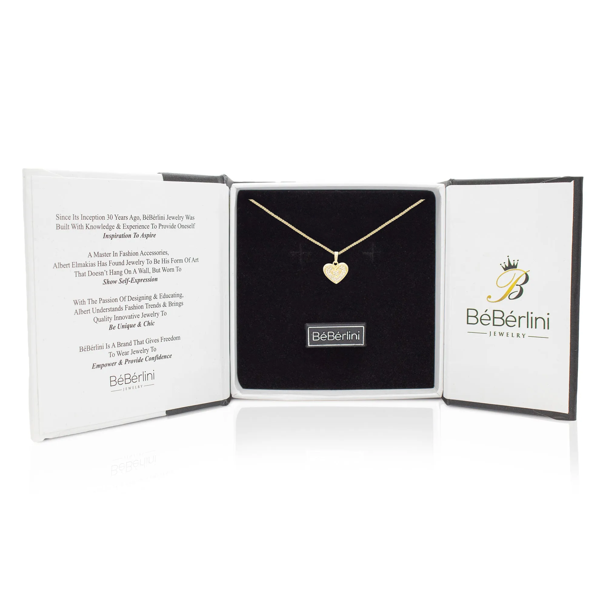 Cubic Zirconia 14K Gold Filled Binary Heart Pendant Necklace Set