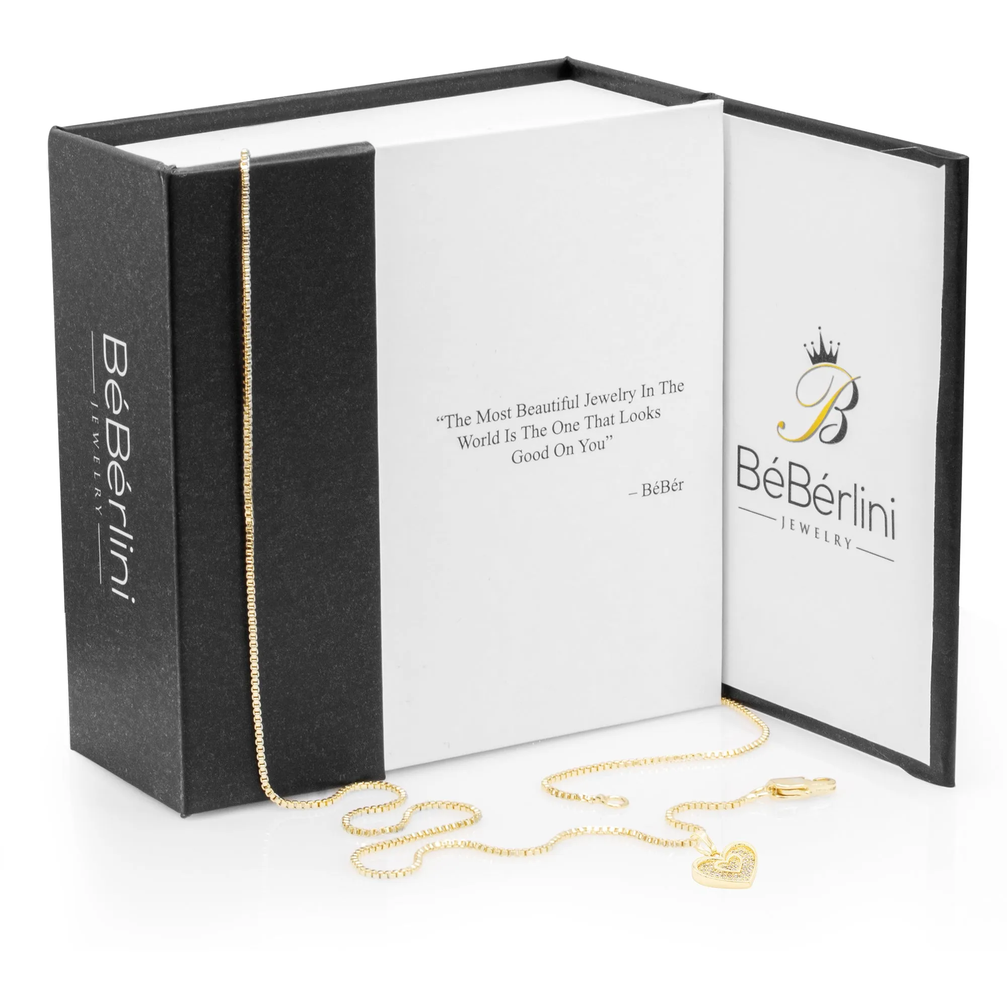Cubic Zirconia 14K Gold Filled Binary Heart Pendant Necklace Set