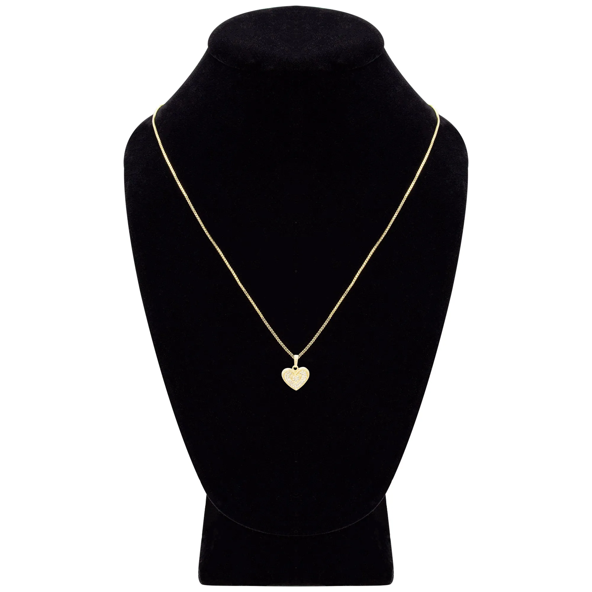 Cubic Zirconia 14K Gold Filled Binary Heart Pendant Necklace Set