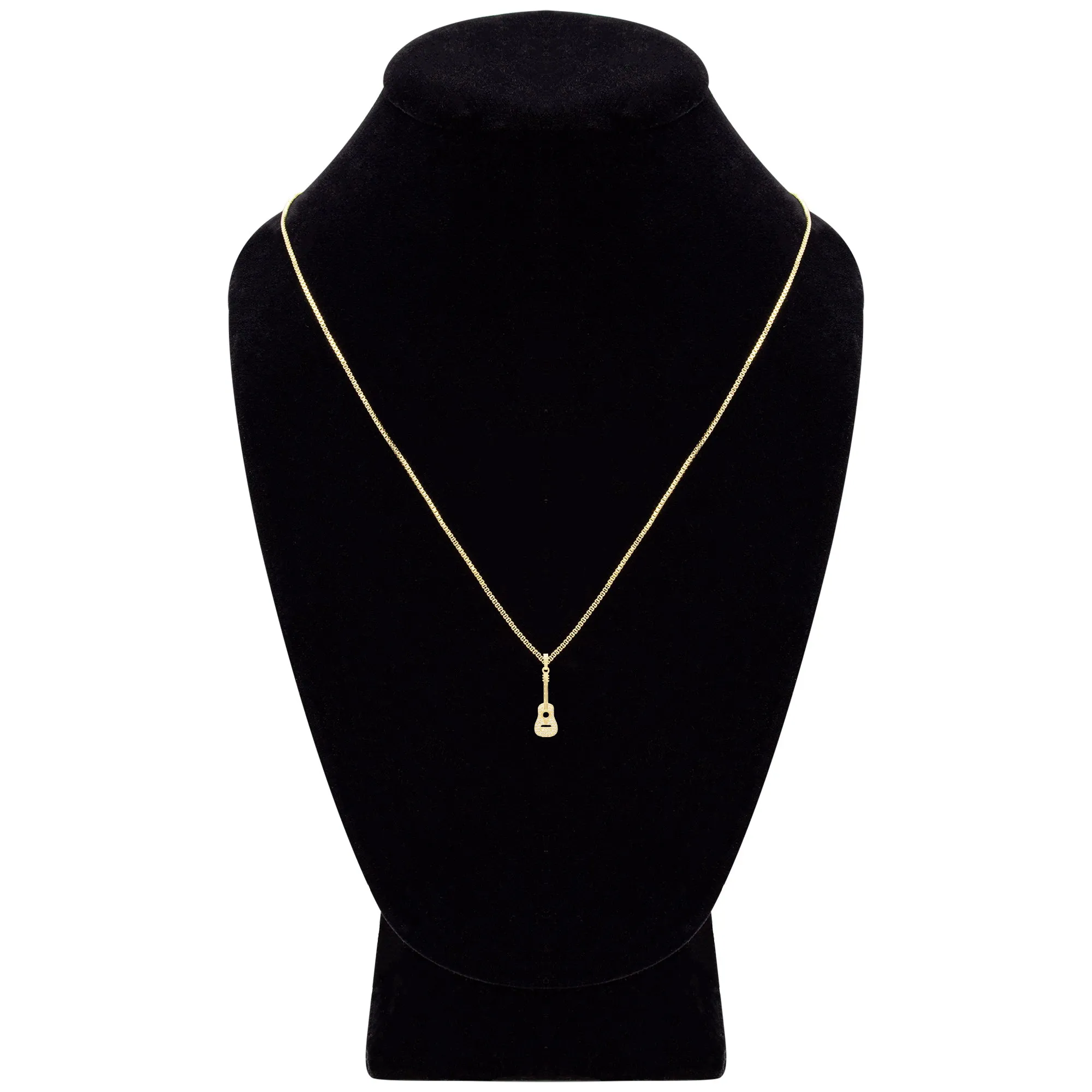 Cubic Zirconia 14K Gold Filled Guitar Pendant Necklace Set