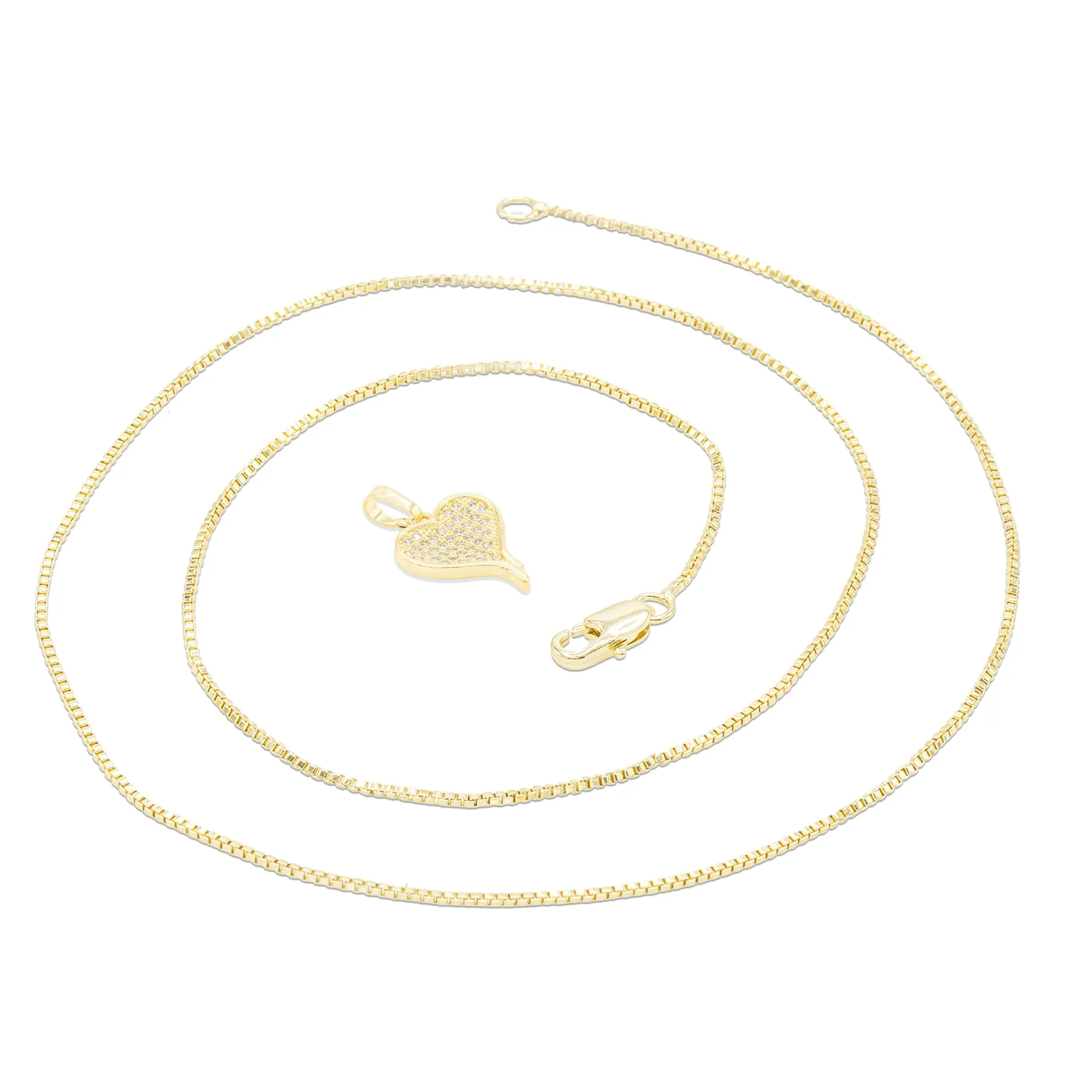 Cubic Zirconia 14K Gold Filled Heart Drip Pendant Necklace Set