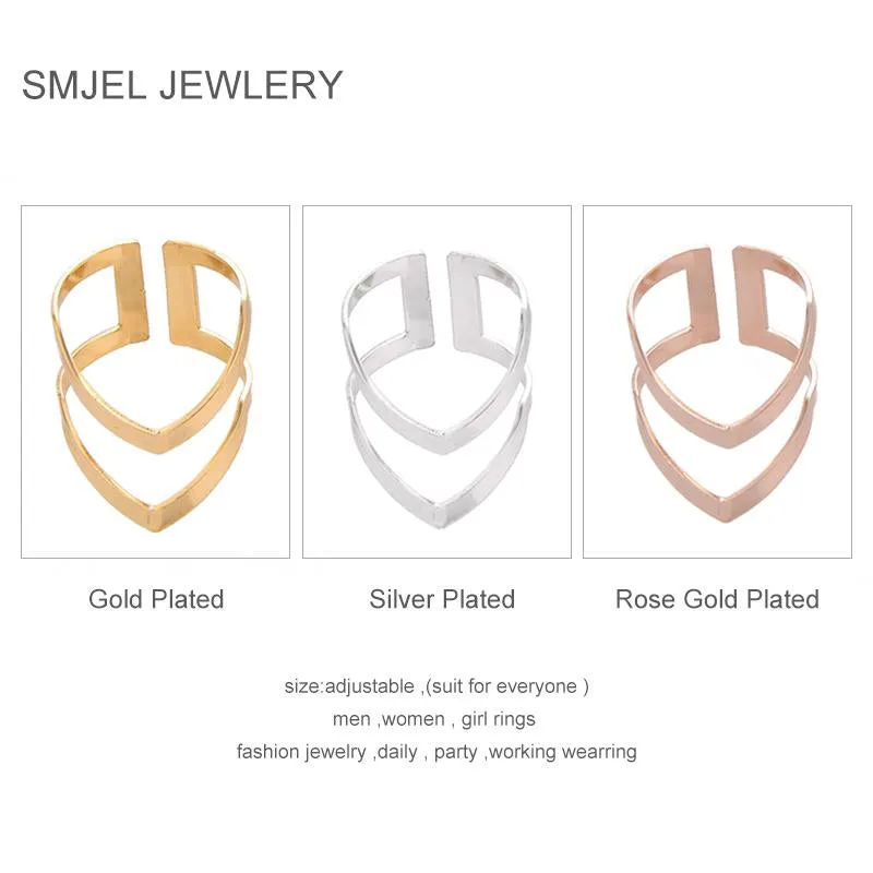 Double Line V Ring Geometric Ring