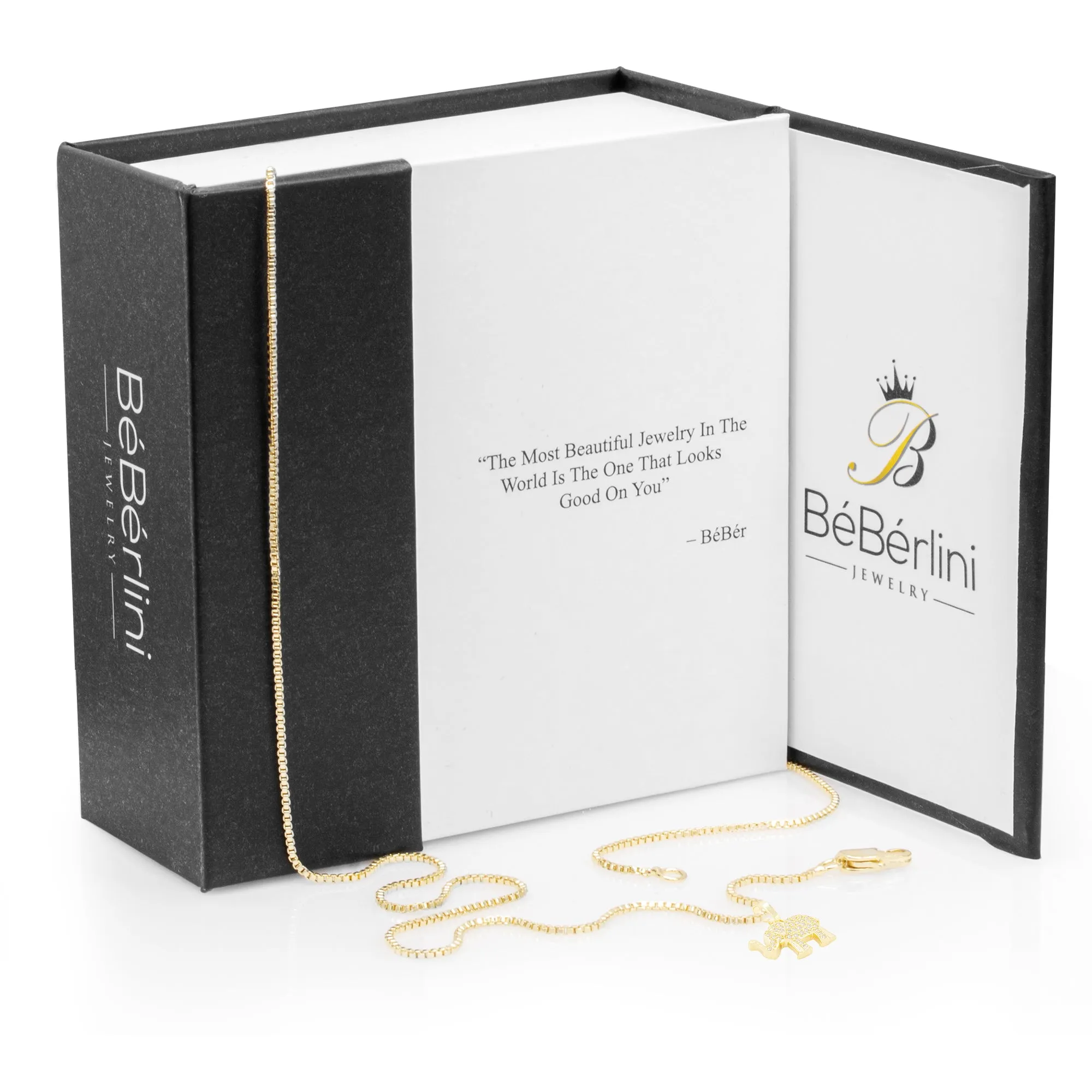 Elephant Cubic Zirconia Pendant With 14K Gold Filled Necklace Set