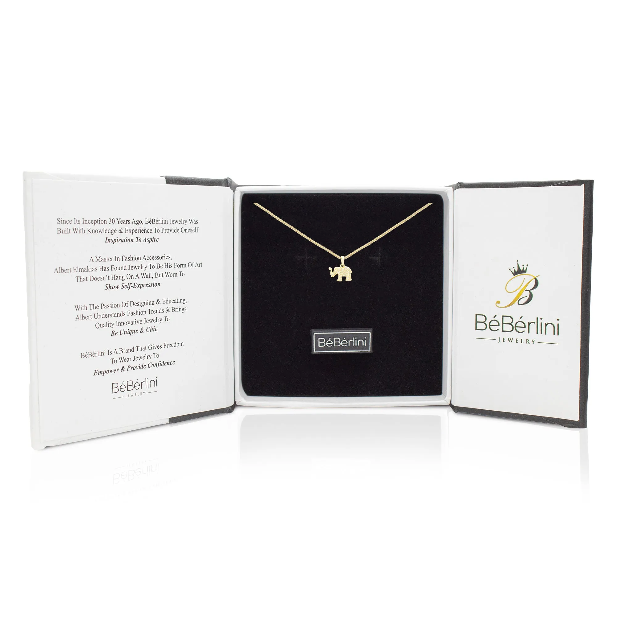 Elephant Cubic Zirconia Pendant With 14K Gold Filled Necklace Set