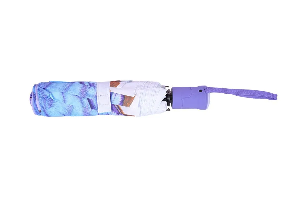 FabSeasons Blue Butterfly Printed 3 fold Umbrella