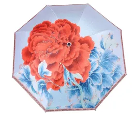 FabSeasons Green Floral Digital Printed 3 Fold Fancy Manual Umbrella