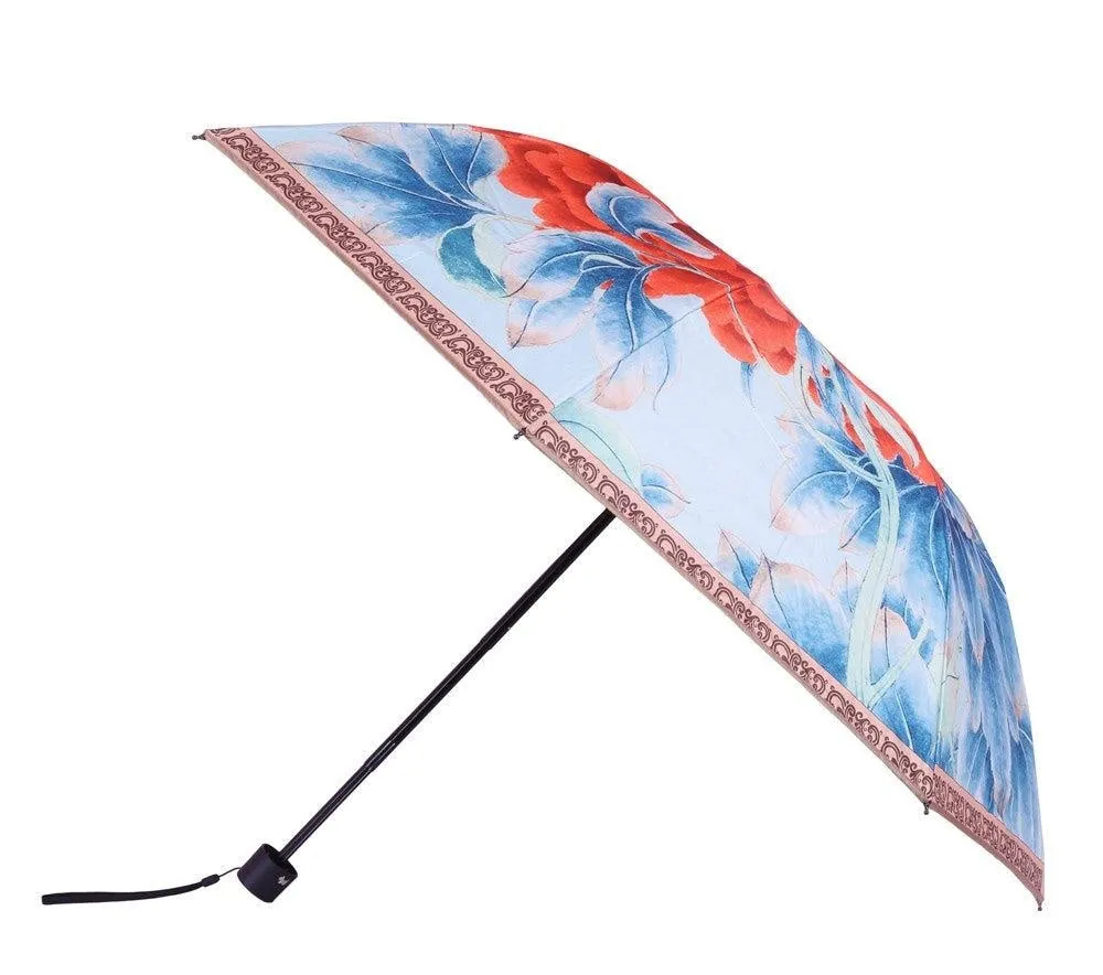 FabSeasons Green Floral Digital Printed 3 Fold Fancy Manual Umbrella