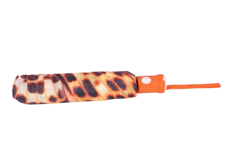 FabSeasons Orange Butterfly Printed 3 fold Umbrella