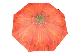 FabSeasons Orange Floral Digital Printed Semi Automatic 3 fold Umbrella
