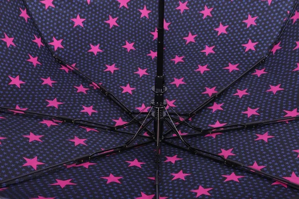 FabSeasons Pink Star Digital Printed Semi Automatic 3 fold Umbrella