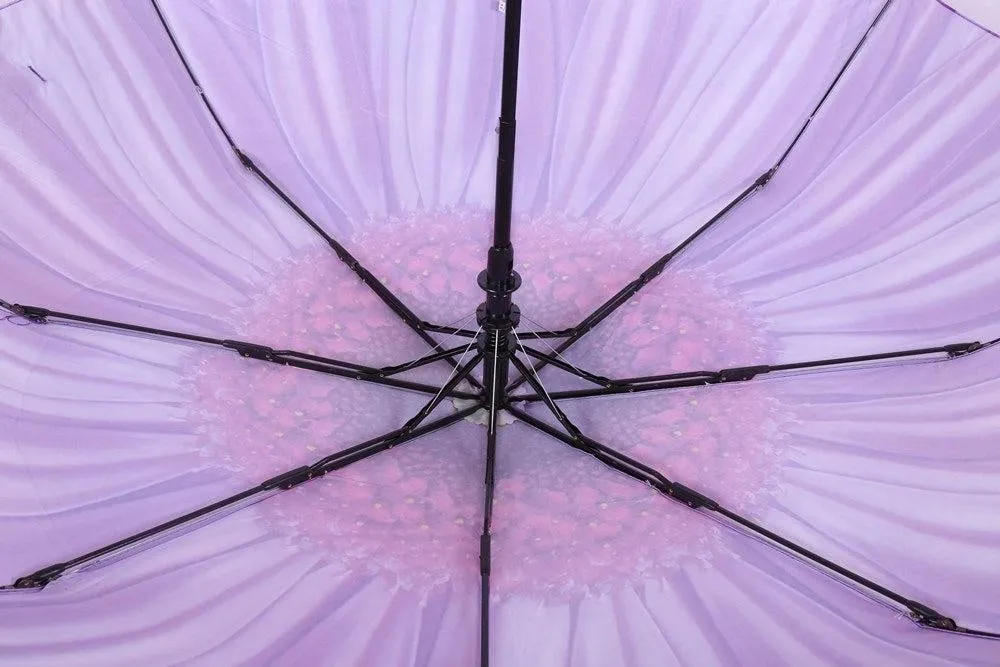 FabSeasons Purple Floral Digital Printed Semi Automatic 3 fold Umbrella