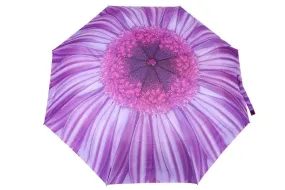 FabSeasons Purple Floral Digital Printed Semi Automatic 3 fold Umbrella