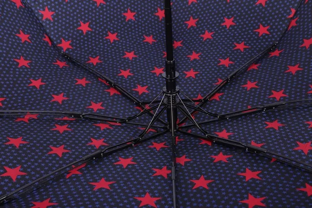 FabSeasons Red Star Digital Printed Semi Automatic 3 fold Umbrella