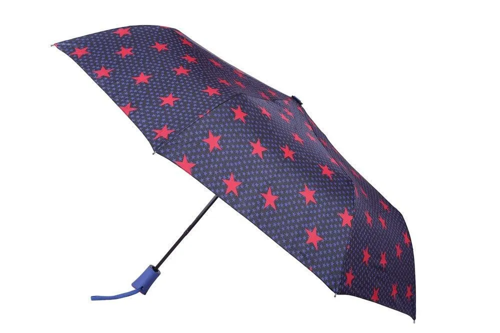 FabSeasons Red Star Digital Printed Semi Automatic 3 fold Umbrella