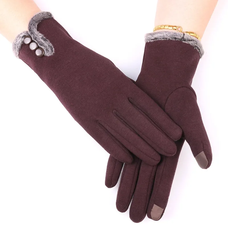 Fleece-lined Gloves Autumn And Winter Warm Gloves Women's Non-inverted Velvet Fleece-lined Riding Gloves Winter Snow Gloves Winter