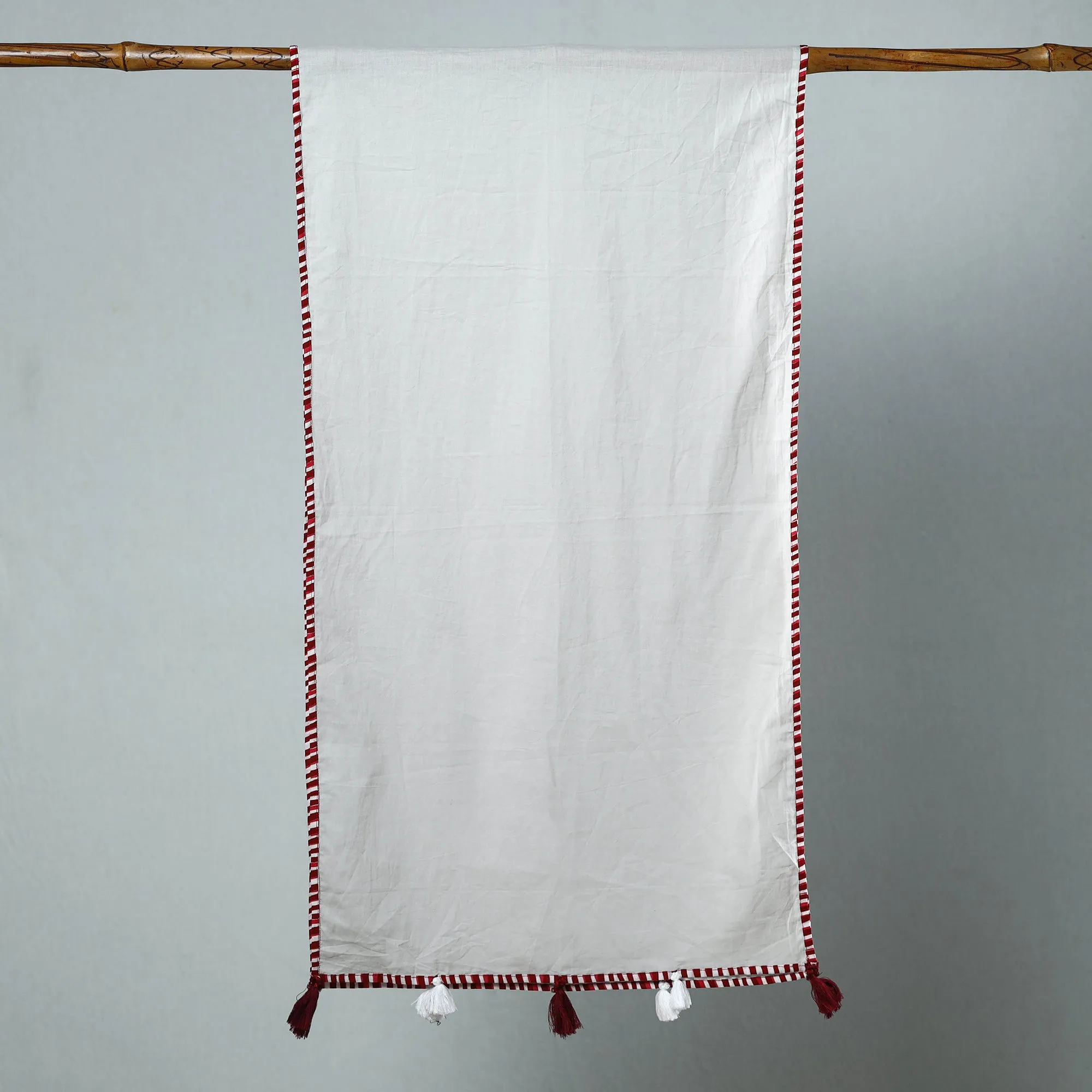 Grey - Plain Cotton Stole with Tassels 14