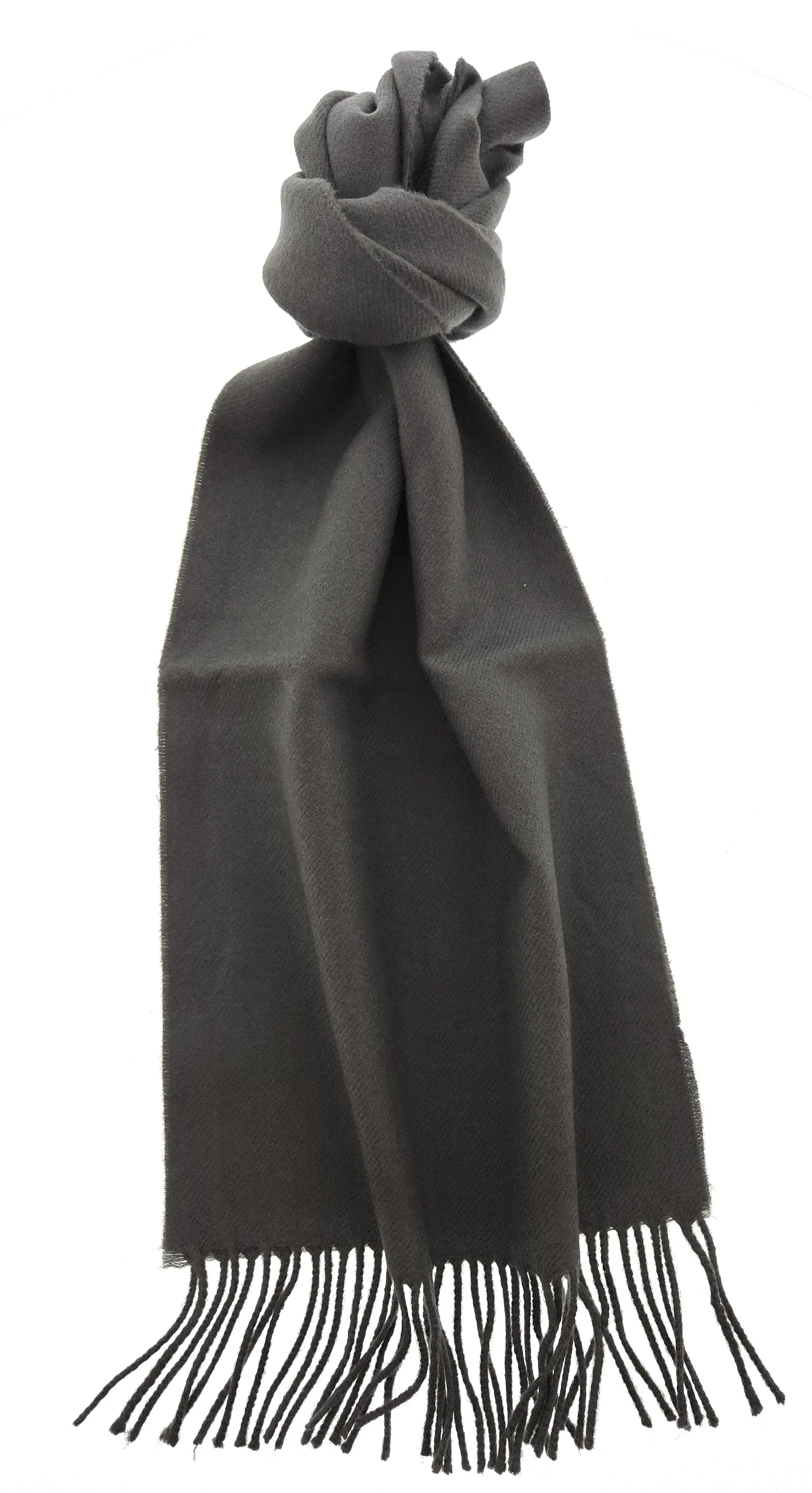 Lanvin Pure Wool Taupe Grey Scarf with Fringed Edges Luxury Accessory