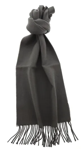 Lanvin Pure Wool Taupe Grey Scarf with Fringed Edges Luxury Accessory