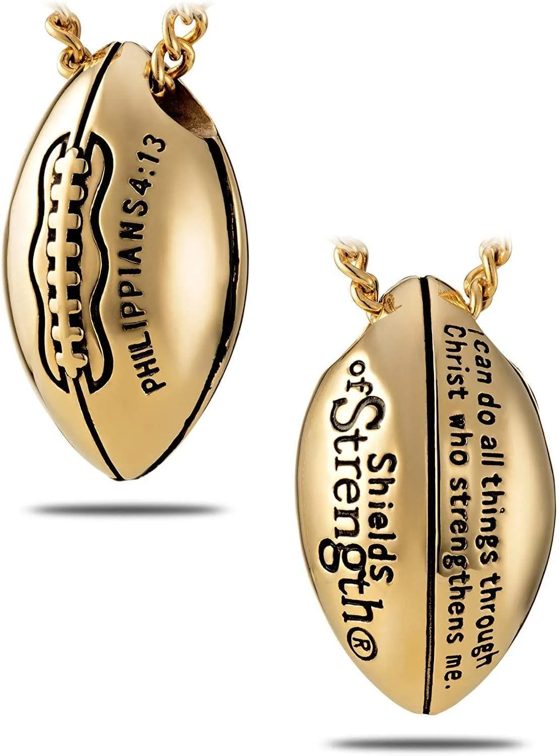 Men's Gold Plated Stainless Steel Football Necklace Philippians 4:13