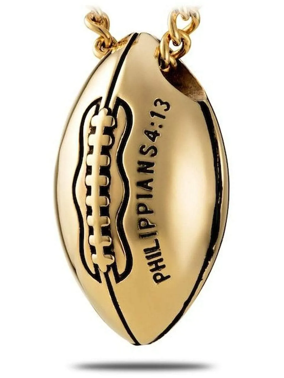 Men's Gold Plated Stainless Steel Football Necklace Philippians 4:13