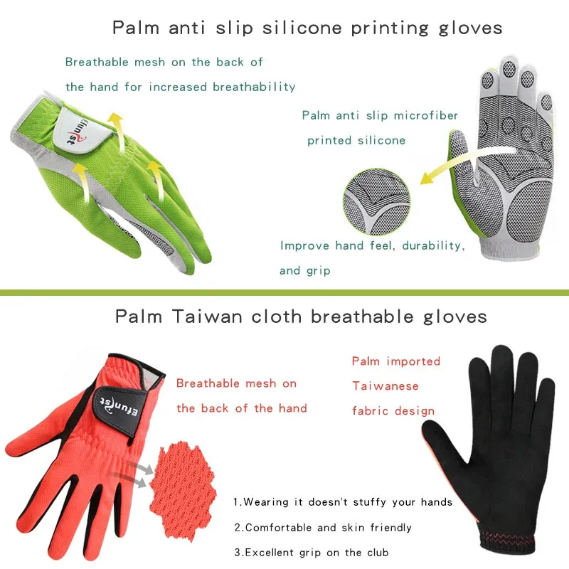 Pack 1 Pcs/Pair Efunist Golf Glove Men Left Hand Breathable Green 3D Performance Mesh Micro Fiber Non-slip Golf Gloves Mens Man