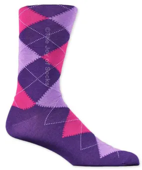 Purple and Pink Cotton Argyle Socks (Men's)