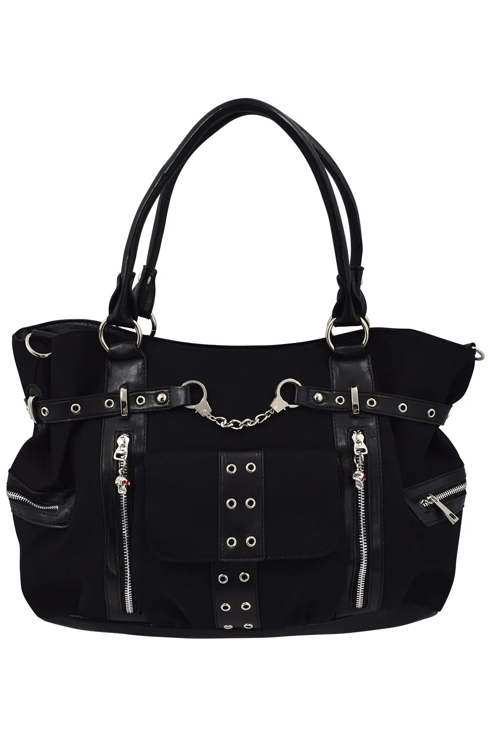 Rise Up Handcuff Goth Punk Rock Black Tote Crossbody Bag Purse
