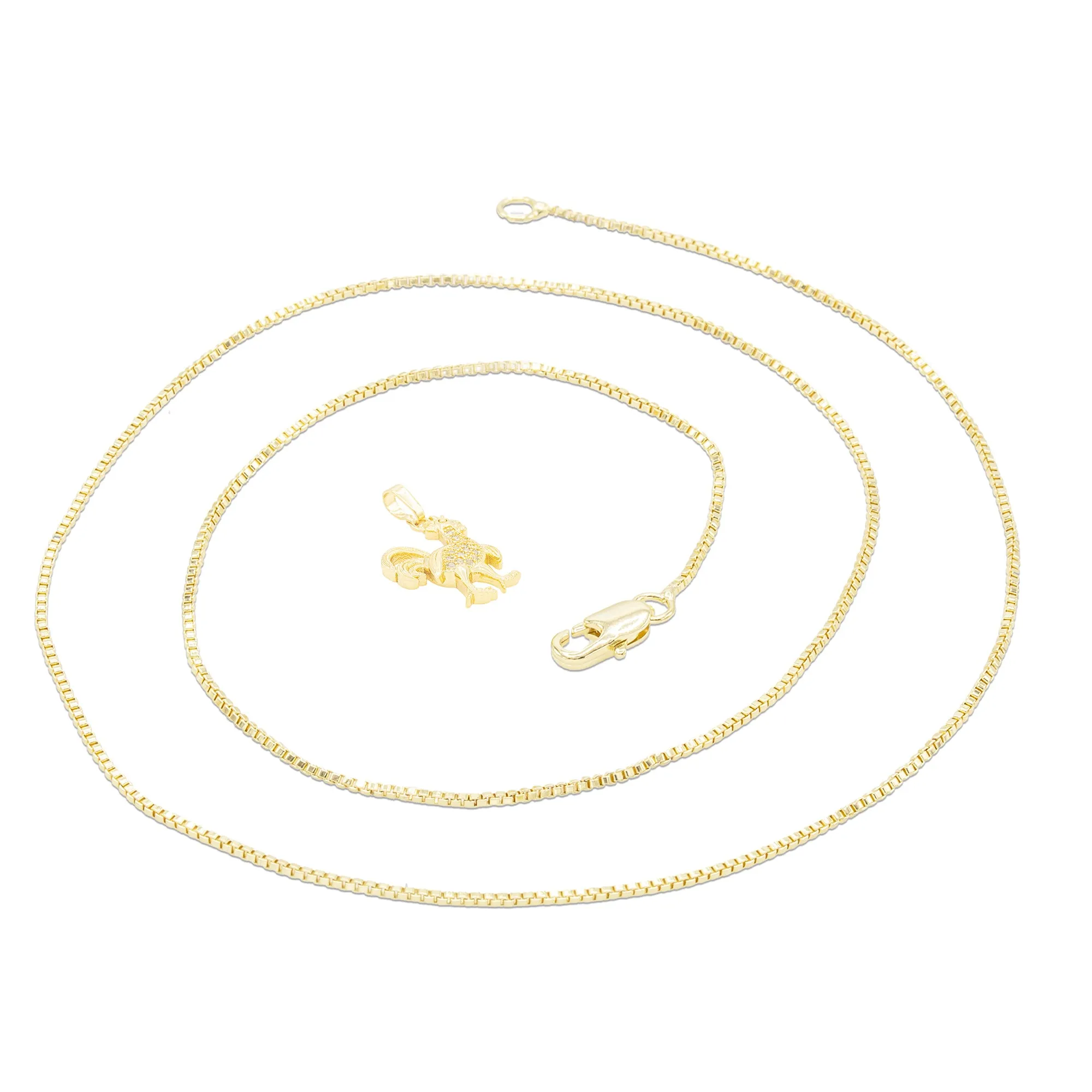 Rooster Cubic Zirconia Pendant With 14K Gold Filled Necklace Set