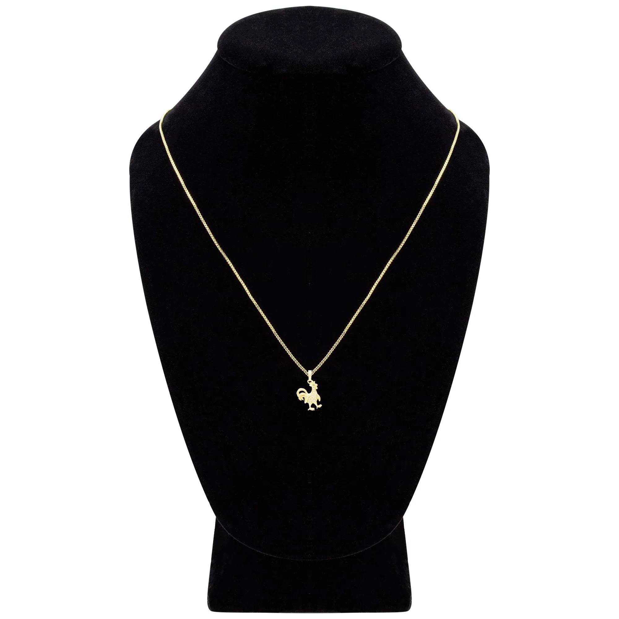 Rooster Cubic Zirconia Pendant With 14K Gold Filled Necklace Set