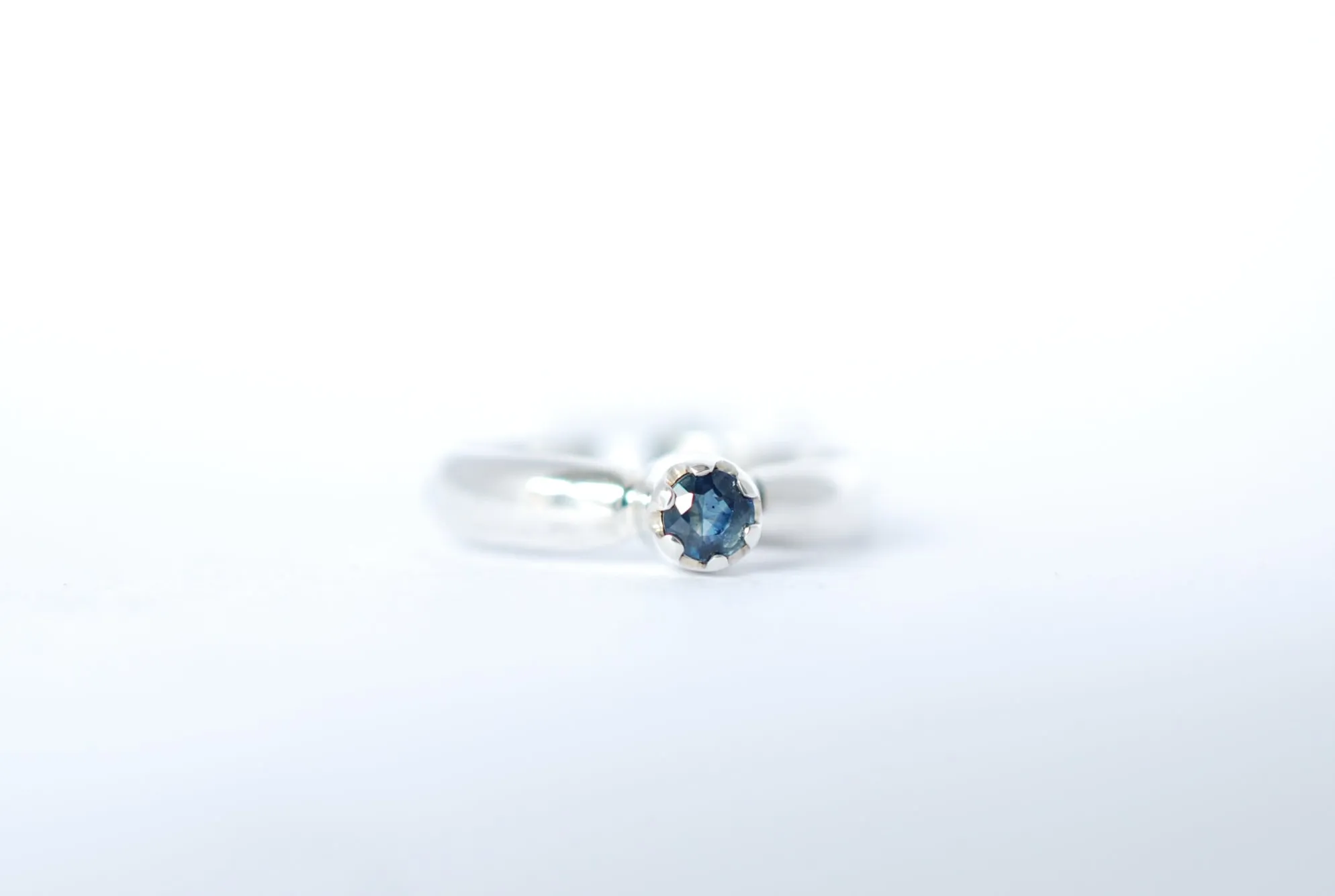 Silver ring with Blue Sapphire. "Queen"