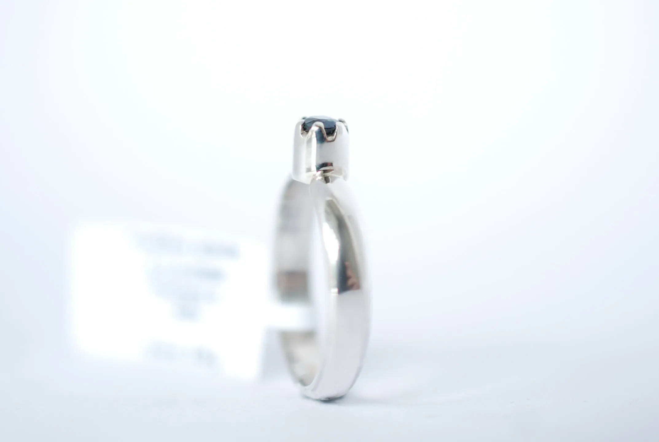 Silver ring with Blue Sapphire. "Queen"