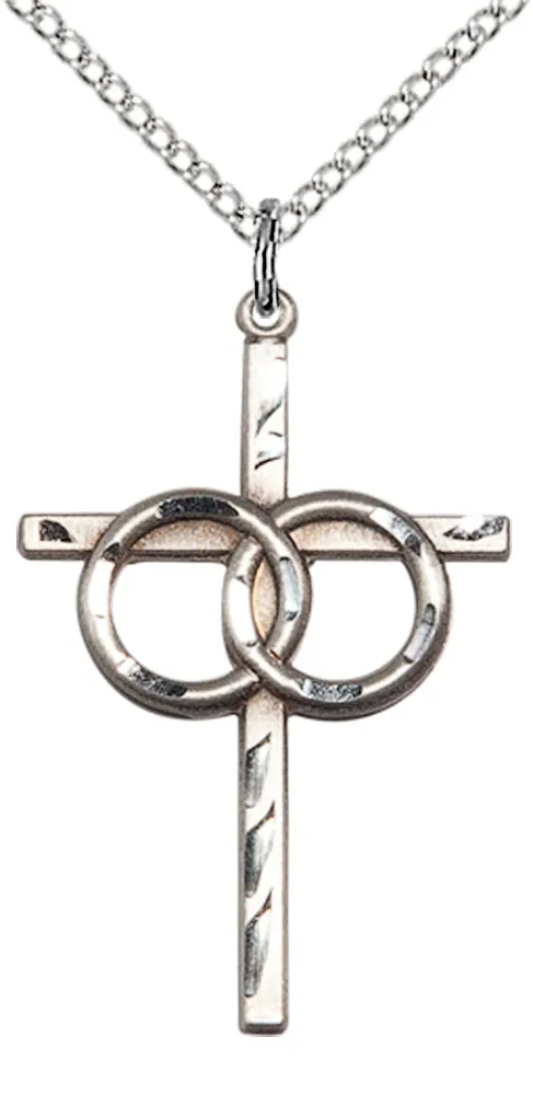Sterling Silver Wedding Rings Cross Pendant
