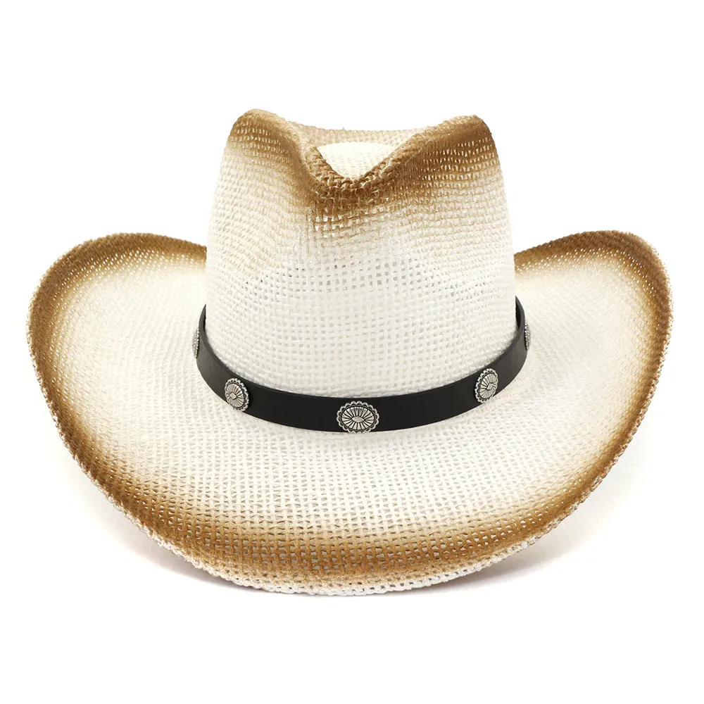 Straw Cowboy Hats Women's Straw Cowboy Hat Top Hat Outdoor Seaside Beach