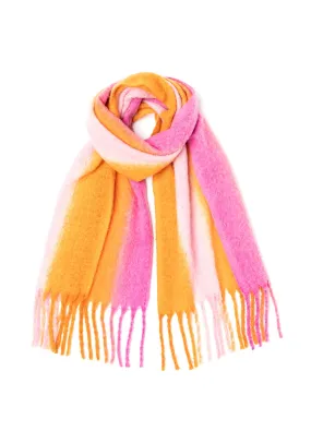 Superfluffy Stripe Scarf - Orange/pink