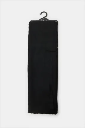 Women Black Embellished Knitted Scarf
